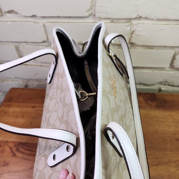 Euc Coach Drawstring Carryall Khaki Signature Shoulder Bag Purse - Picture 13 of 15